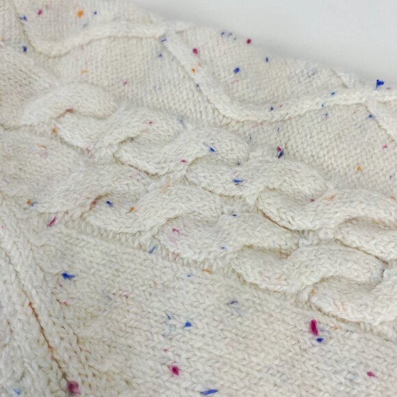 Chunky SOFT Cable Knit Sweater XL Rainbow Donegal Fall Winter COZY Cottage Cabin - Picture 11 of 12